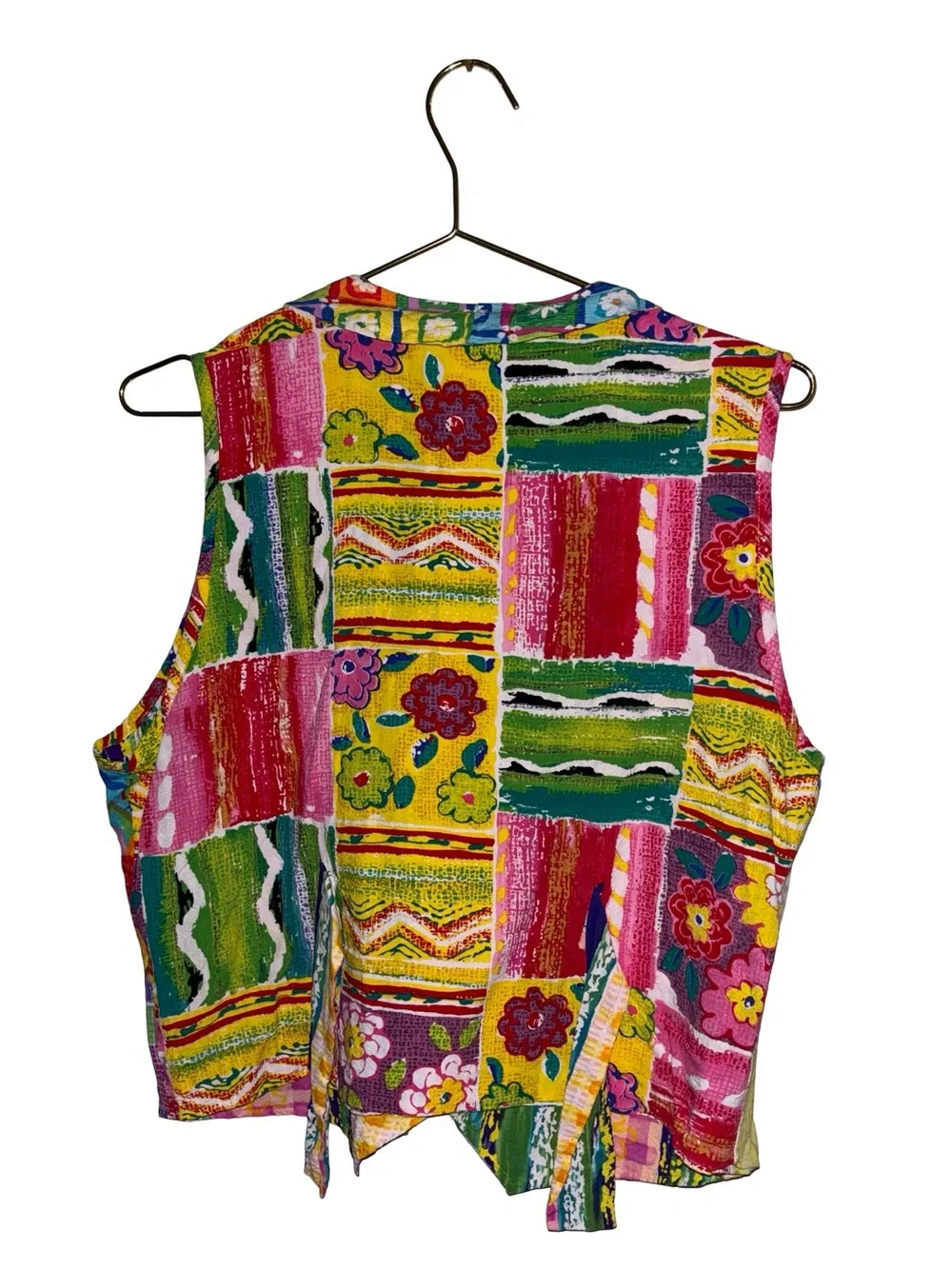 Vintage 90’s Jams World Colorful Patchwork Floral Vest Large - Picture 2 of 4